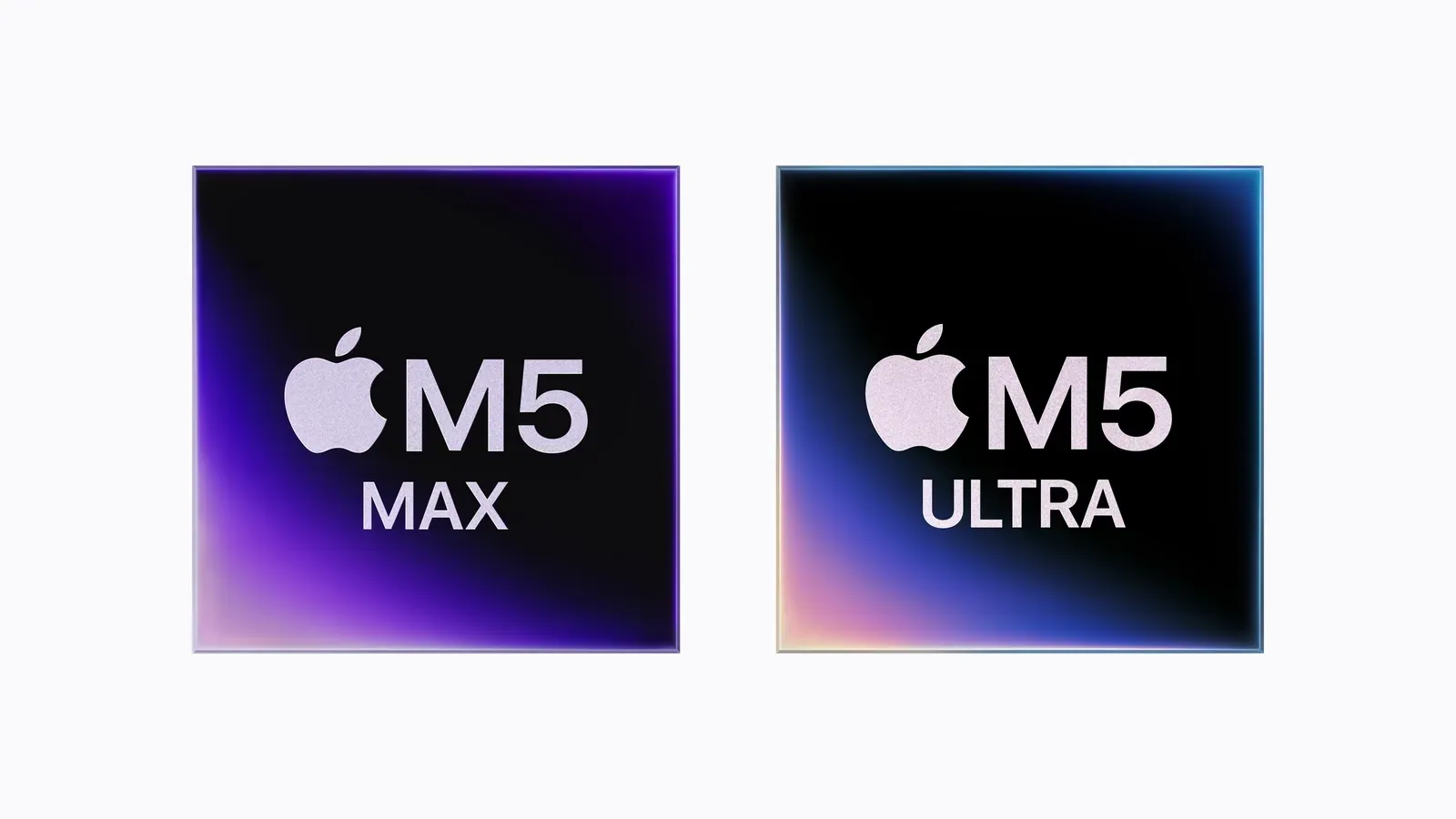 Apple M5 Max and M5 Ultra chip badges
